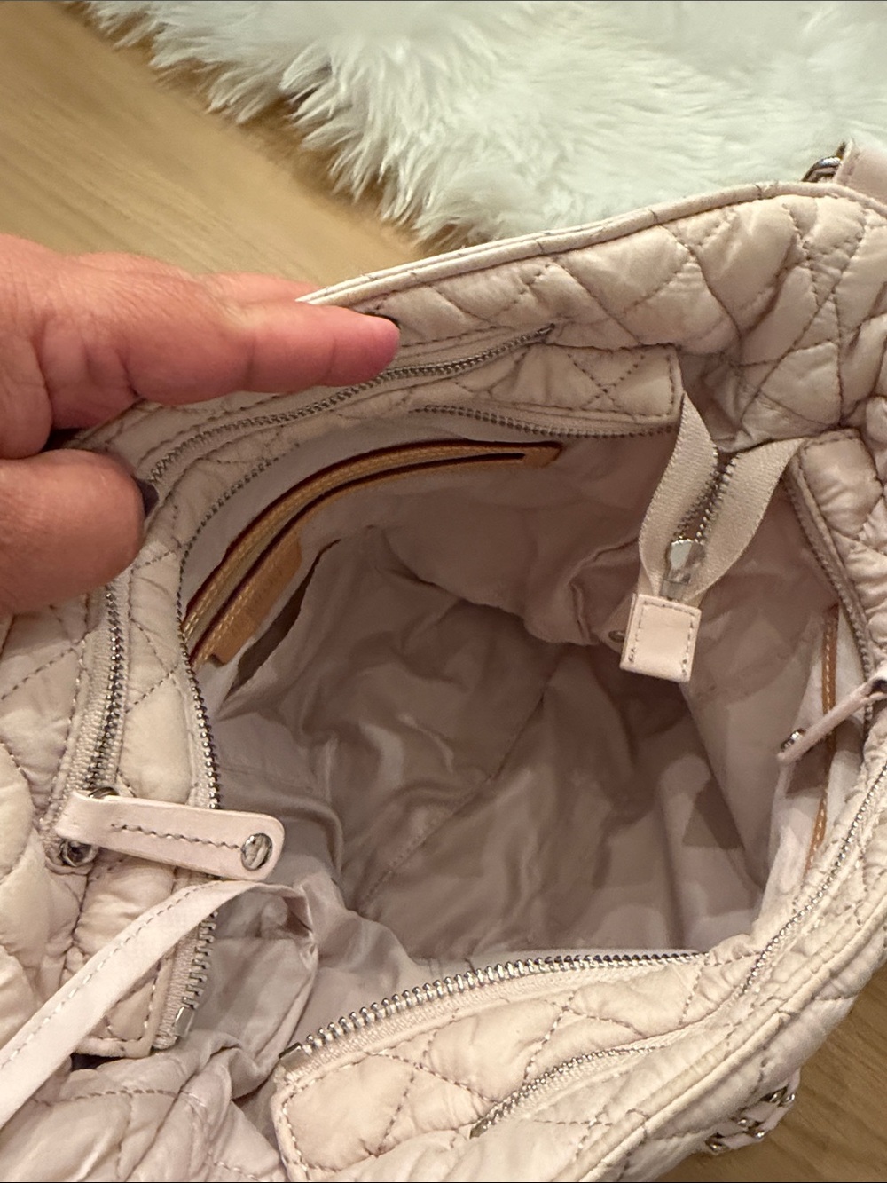 MZ Wallace Quilted Shoulder Bag in Light Blush Pink - Picture 7 of 11